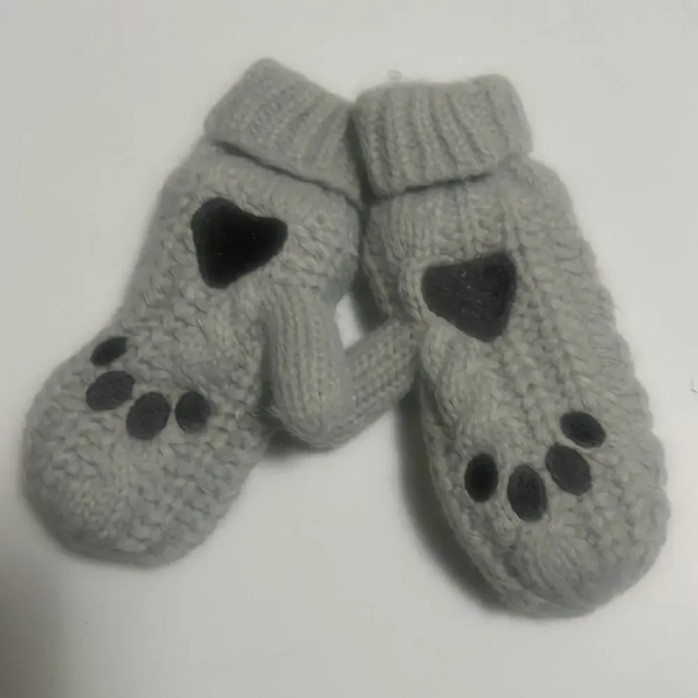 KIDS PAW MITTEN PALE GREY‎